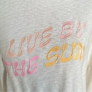 OLD NAVY Cream Sweater with embroidered Graphic | Live By The Sun | XL | NWOT